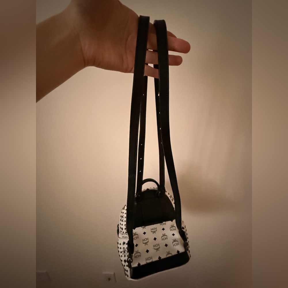 MCM Black and White Mini Backpack